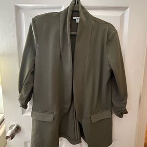 Olive Green Open Front Blazer
